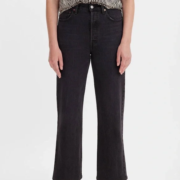 Levi’s button fly ribcage straight ankle Jean Black 30 - Picture 2 of 7